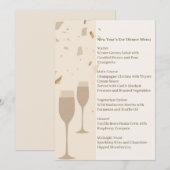 ミニマルなシャンパンパーティーのためのメニュー | エレガントなベージュ 招待状 (正面/裏面)