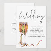 ミニマルなシャンパンフレア ウェディング 招待状 (正面/裏面)