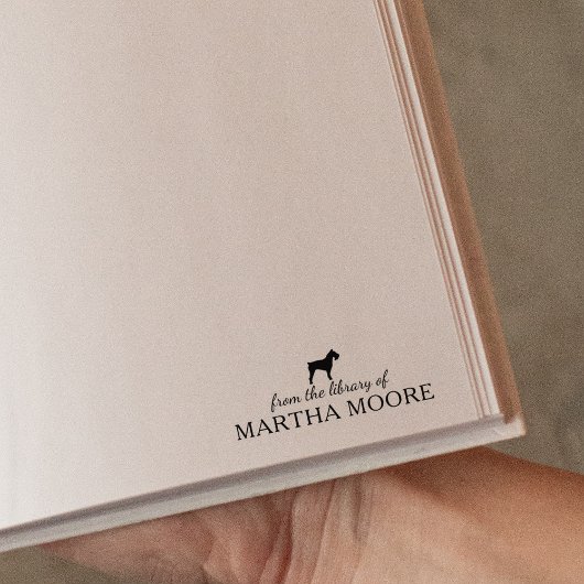 ミニマルなシュナウツァー犬の図書室、本 ラバースタンプ