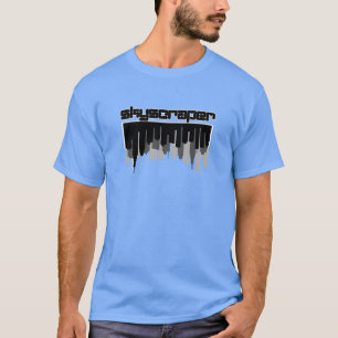 ミニマルなシルエット超高層ビル Tシャツ