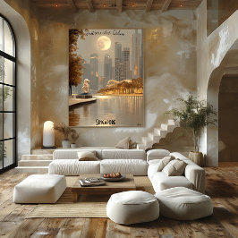 ミニマルなシンガポールスカイライン – Asian City Art ポスター