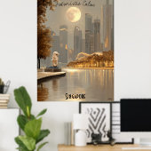 ミニマルなシンガポールスカイライン – Asian City Art ポスター (ホームオフィス)