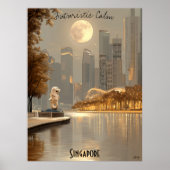 ミニマルなシンガポールスカイライン – Asian City Art ポスター (正面)