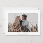 ミニマルなシンプルなブラック＆ホワイトの写真ウェディング セーブザデート (裏面)