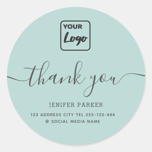 ミニマルなシンプルな手書きカスタムロゴありがとうございます ラウンドシール (正面)