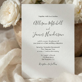 ミニマルなシンプルな手書きスクリプトの結婚式写真 招待状