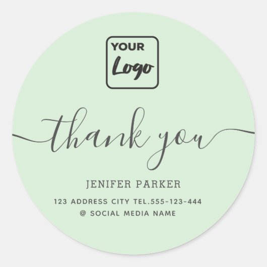 ミニマルなシンプルな手書きロゴのカスタム感謝メッセージ ラウンドシール (正面)