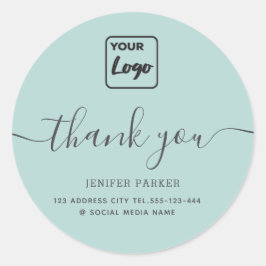 ミニマルなシンプルな手書き風カスタムロゴのありがとう ラウンドシール
