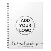 ミニマルなシンプルな黒と白のロゴ ヘア メイク ノートブック (正面)