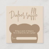 ミニマルなシンプルベアのベイビーシャワーディーパーラッフル エンクロージャーカード (正面)