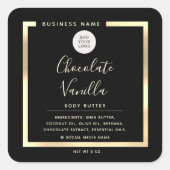 ミニマルなシンプルロゴ タイポグラフィー ゴールドフレーム スクエアシール (正面)