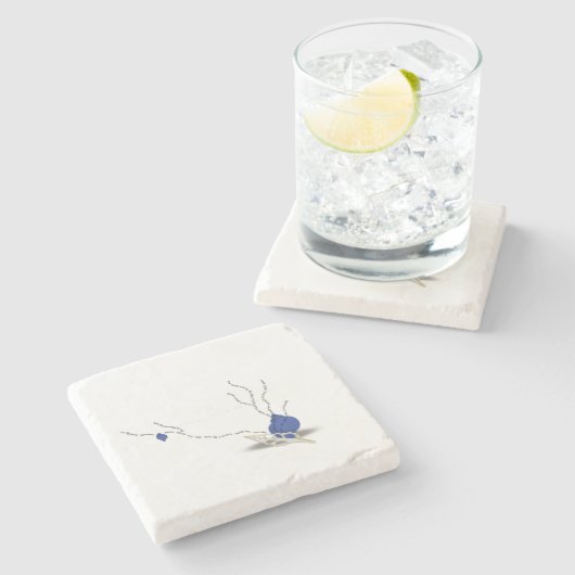 ミニマルなシーシェルブーケいけばなサングラス詩 ストーンコースター (横)