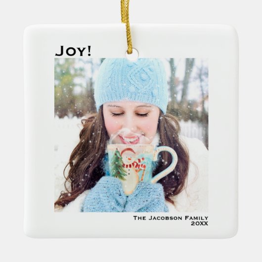 ミニマルなジョイシンプルクリスマスの休日の写真 セラミックオーナメント (正面)