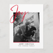 ミニマルなジョイシンプルクリスマス赤写真 シーズンポストカード (正面)