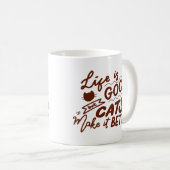 ミニマルなジョイ猫ほっこり温かい茶色かわいい コーヒーマグカップ (正面右)