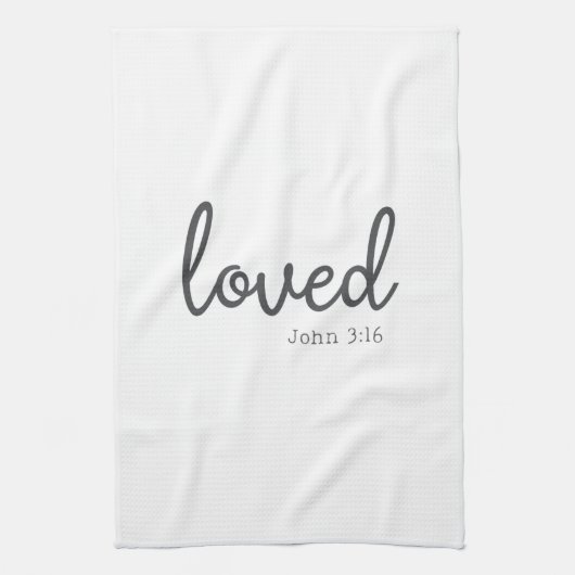 ミニマルなジョン3:16愛された キッチンタオル (縦)
