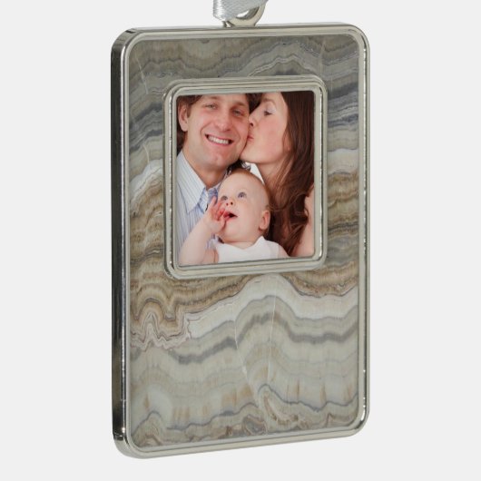 ミニマルなスカンジナビア花崗岩の茶色の大理石 シルバープレートフレームオーナメント (右)