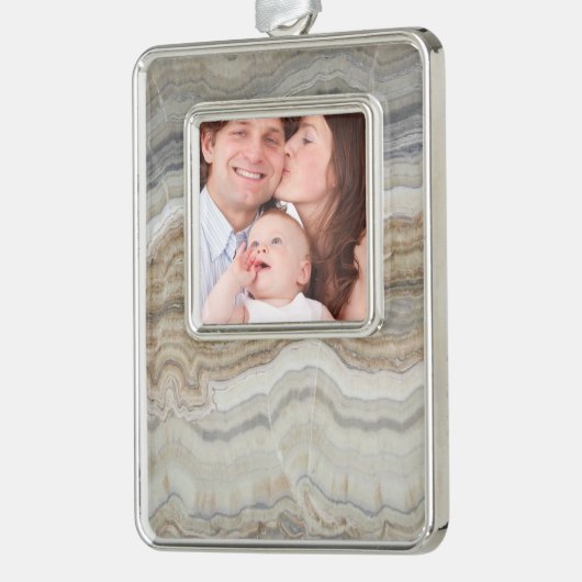 ミニマルなスカンジナビア花崗岩の茶色の大理石 シルバープレートフレームオーナメント (左)