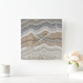 ミニマルなスカンジバリ花崗岩褐色大理石 スクエア壁時計 (ホーム)