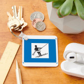 ミニマルなスキーリフトのシンボル(青縁ど) キーホルダー