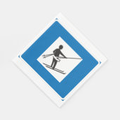 ミニマルなスキーリフトのシンボル(青縁ど) スタンダードランチョンナプキン (角)