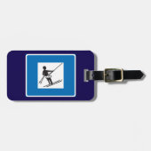 ミニマルなスキーリフトのシンボル(青縁ど) ラゲッジタグ (正面横)