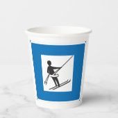 ミニマルなスキーリフトのシンボル(青縁ど) 紙コップ (正面)