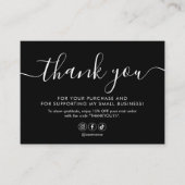 ミニマルなスクリプトありがとうブラック 名刺 (正面)