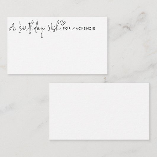 ミニマルなスクリプトとハート誕生日ウィッシュJARカード エンクロージャーカード (正面/裏面)