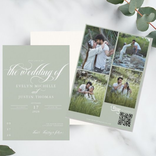 ミニマルなスクリプトの結婚式招待状 招待状