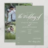 ミニマルなスクリプトの結婚式招待状 招待状 (正面/裏面)