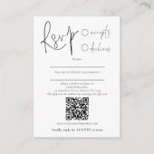 ミニマルなスクリプトの郵便またはQRコード ウェディング RSVP エンクロージャーカード (正面)
