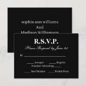 ミニマルなスクリプトウェディングとエレガントな手書き 出欠カード (正面/裏面)