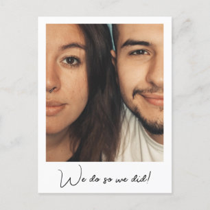 ミニマルなスクリプトカスタムのメッセージ我々は逃げた写真 案内ポストカード