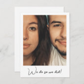 ミニマルなスクリプトカスタムのメッセージ我々は逃げた写真 案内ポストカード (正面/裏面)