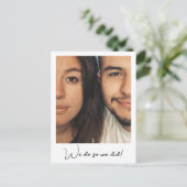 ミニマルなスクリプトカスタムのメッセージ我々は逃げた写真 案内ポストカード (スタンド正面)