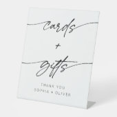 ミニマルなスクリプトカードとギフト結婚ズ 台座サイン (正面)