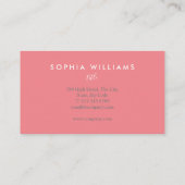 ミニマルなスクリプトコーラルとホワイトビジネスカード 名刺 (裏面)