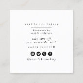 ミニマルなスクリプトサンキューカスタマーハートクーポン スクエア名刺 (裏面)