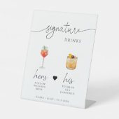 ミニマルなスクリプトシグネチャー結婚ドリンクのバー 台座サイン (正面)