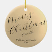 ミニマルなスクリプトタイポグラフィメリークリスマス セラミックオーナメント (裏面)