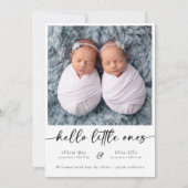 ミニマルなスクリプトツイン写真誕生のお知らせ 案内状 (正面)