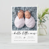 ミニマルなスクリプトツイン写真誕生のお知らせ 案内状 (スタンド正面)