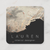 ミニマルなスクリプトテクスチャ金ゴールド名刺 スクエア名刺 (正面)