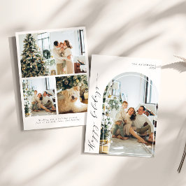 ミニマルなスクリプトハッピーホリデーズフォトアーチ シーズンカード