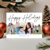 ミニマルなスクリプトハッピーホリデー3写真クリスマス シーズンカード