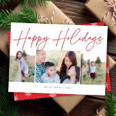 ミニマルなスクリプトハッピーホリデー3写真クリスマス シーズンカード