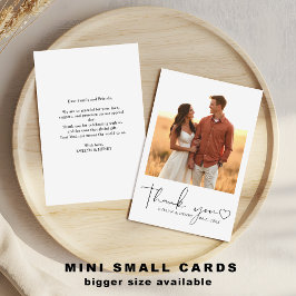 ミニマルなスクリプトハート写真ミニサンキュー ノートカード