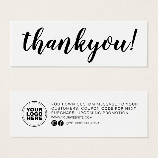 ミニマルなスクリプトビジネスありがとうございました注文の挿入 (正面&裏面)
