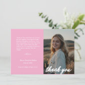 ミニマルなスクリプトピンクの卒業 サンキューカード (スタンド正面)